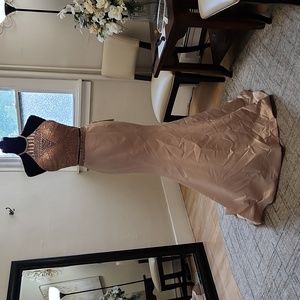 NWT size 4 champagne prom/pageant/evening gown by Rachel Allan